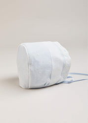 Lace Trim Embroidered Bonnet in Pale Blue (3mths-2yrs) Bonnets  from Pepa London