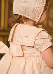 The Royal Silk Dress with Bloomers in Rose (6mths-3yrs) Dresses from Pepa London