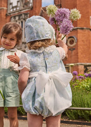 The Regency Floral Organza Romper in Green (6mths-3yrs) Rompers from Pepa London