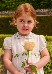 The Royal Embroidered Dress in White (12mths-10yrs) Dresses from Pepa London