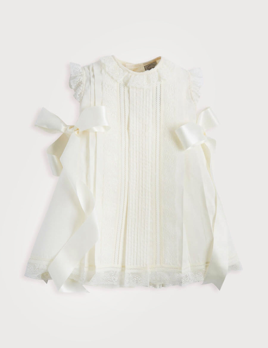 Cream Panelled Christening Gown (3mths-5yrs) Dresses from Pepa London