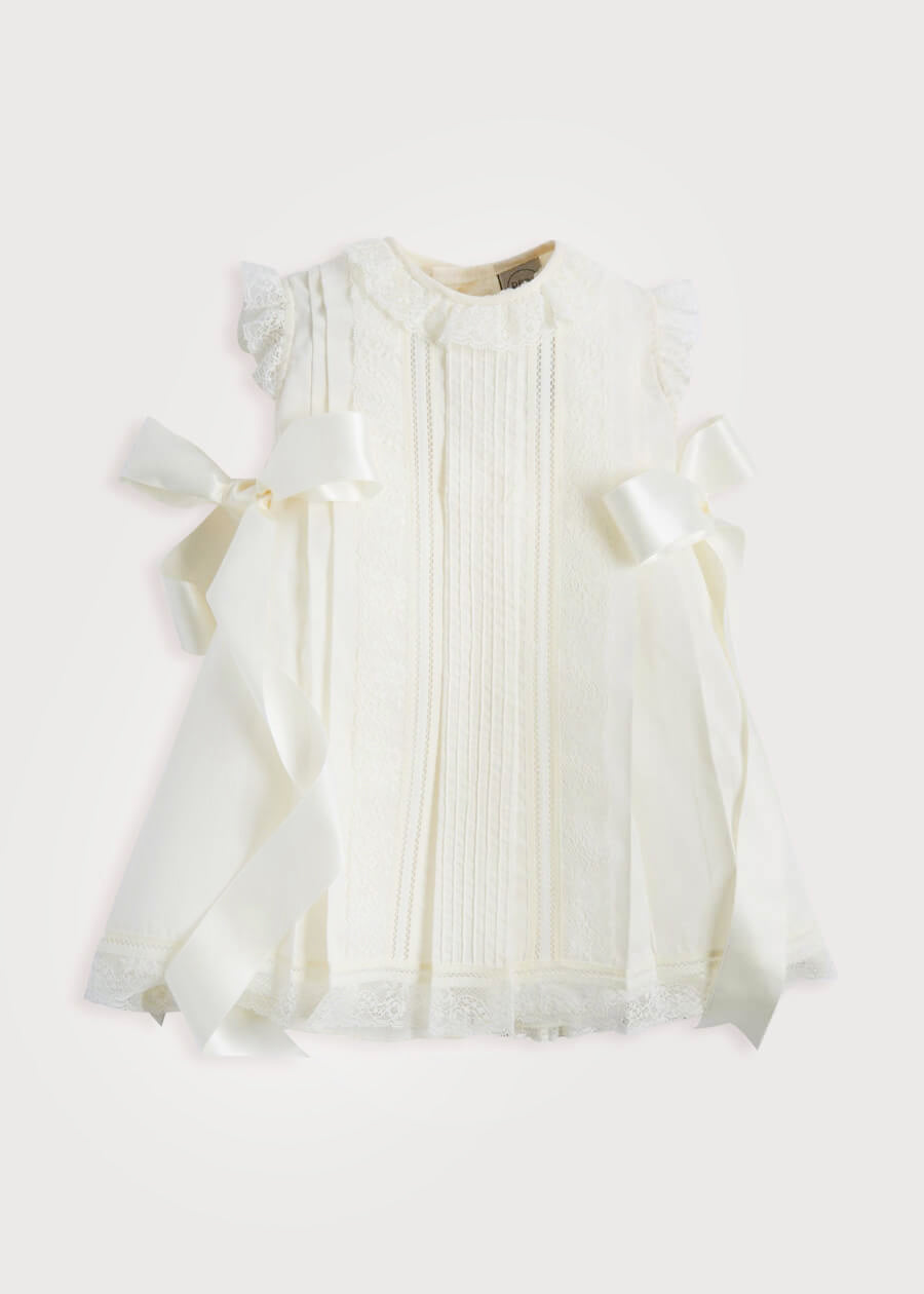 Cream Panelled Christening Gown (3mths-5yrs) Dresses from Pepa London