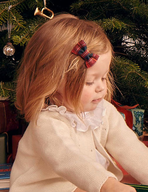 Belgravia Tartan Small Bow Clip in Red Hair Accessories from Pepa London