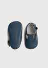 Leather T-Bar Pram Shoes in Classic Blue (17-20EU) Shoes  from Pepa London
