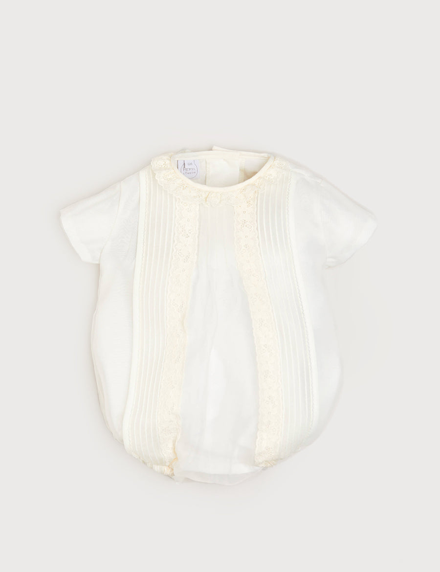 Cap Sleeve Lace Detail Romper in Ivory (3mths-2yrs) Rompers from Pepa London