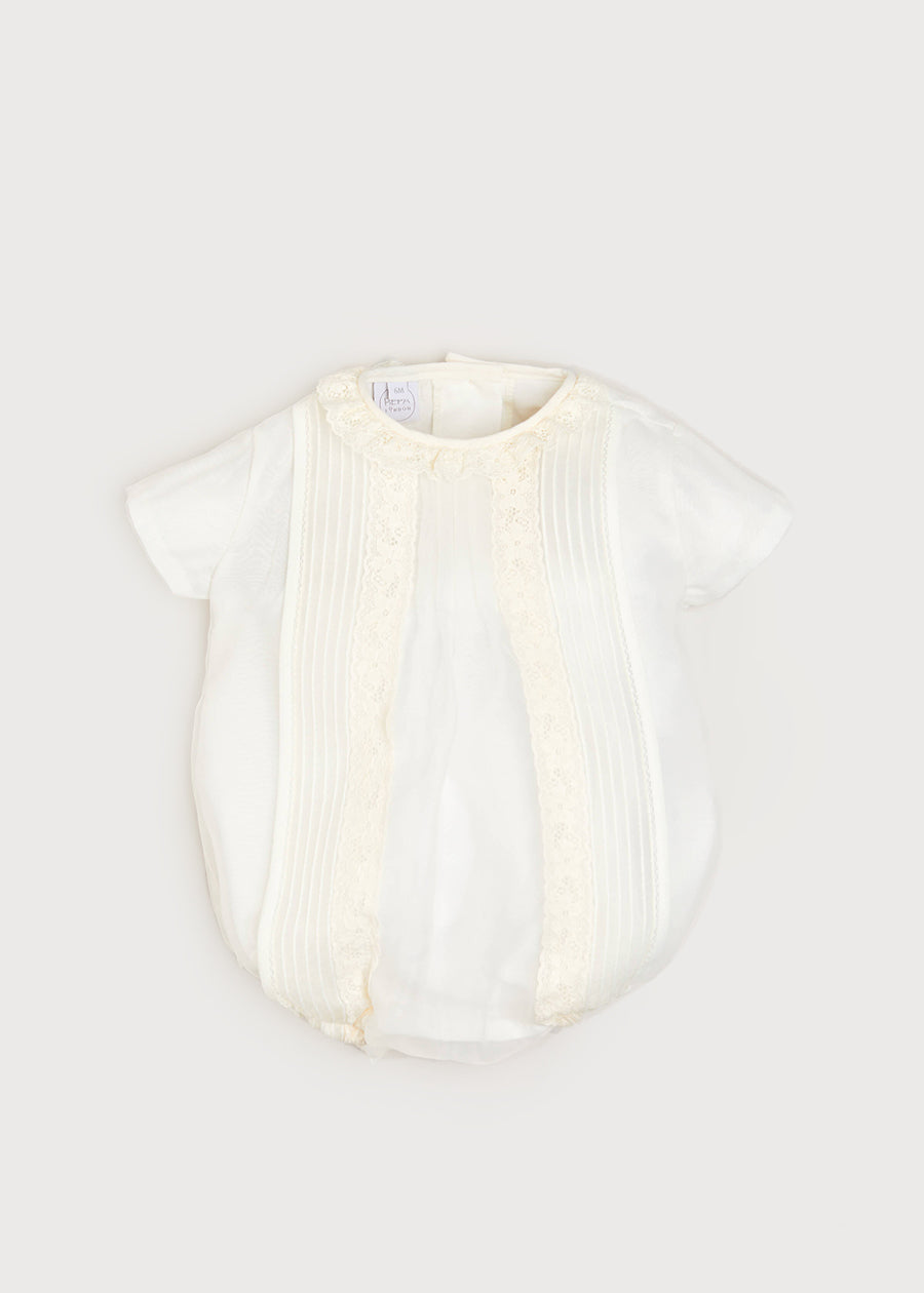 Cap Sleeve Lace Detail Romper in Ivory (3mths-2yrs) Rompers from Pepa London