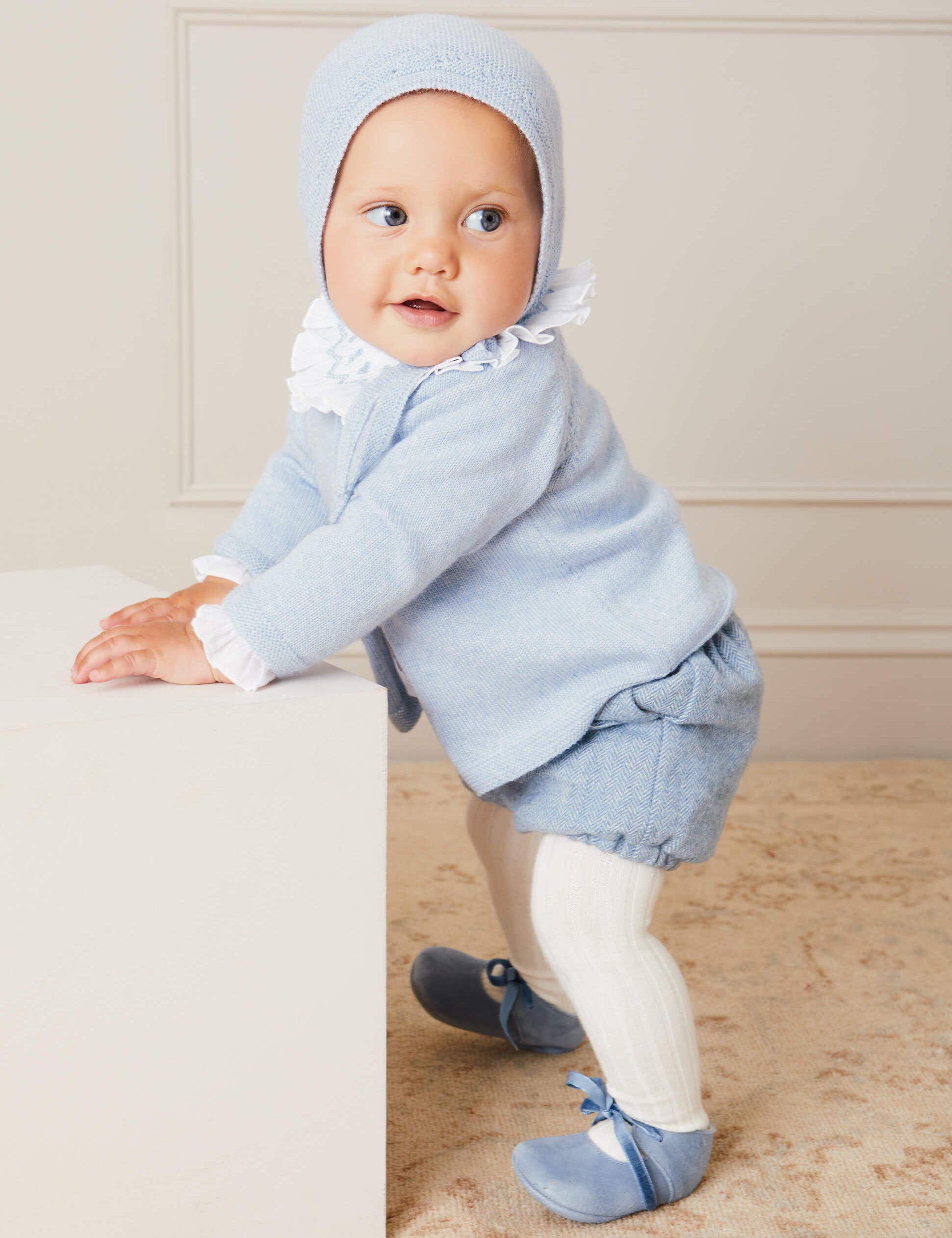 Two Button Baby Cardigan In Light Blue (1-9mths) KNITWEAR from Pepa London