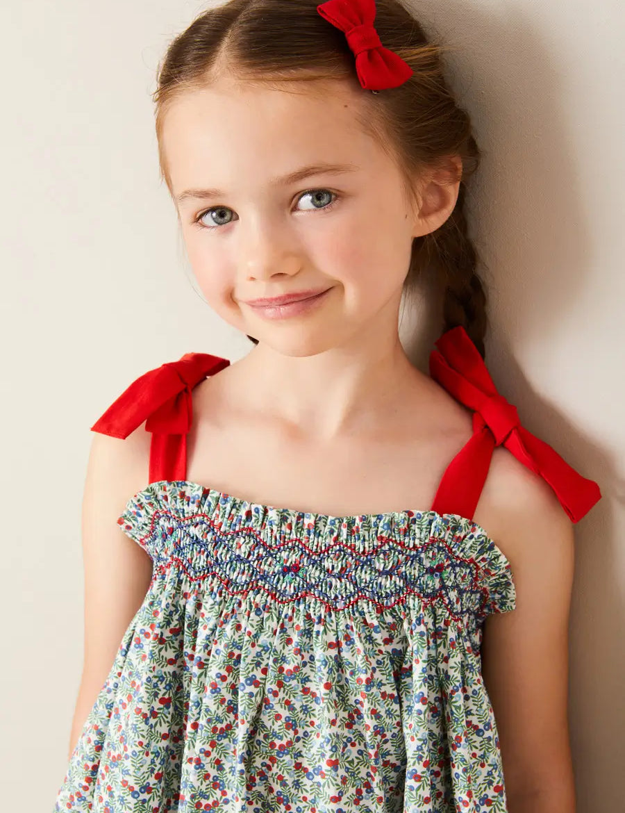 Plain Linen Small Bow Hair Clip in Red HAIR ACCESSORIES from Pepa London