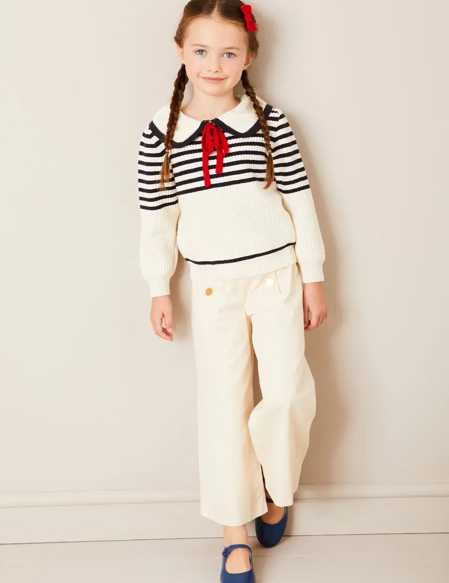Wide Leg Front Button Trousers in Beige (2-10yrs) Trousers from Pepa London