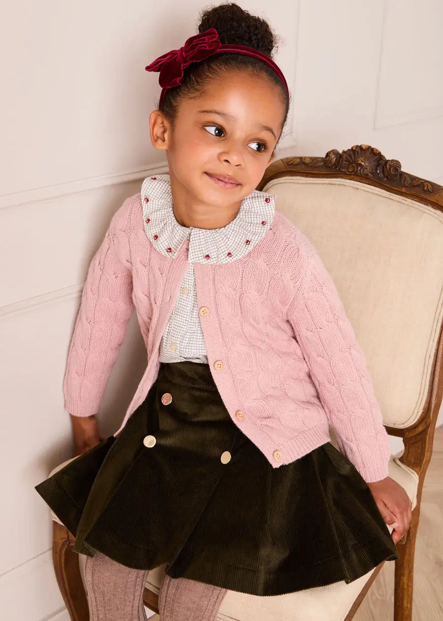 Corduroy Button Detail Skirt in Green (4-12yrs) Skirts from Pepa London