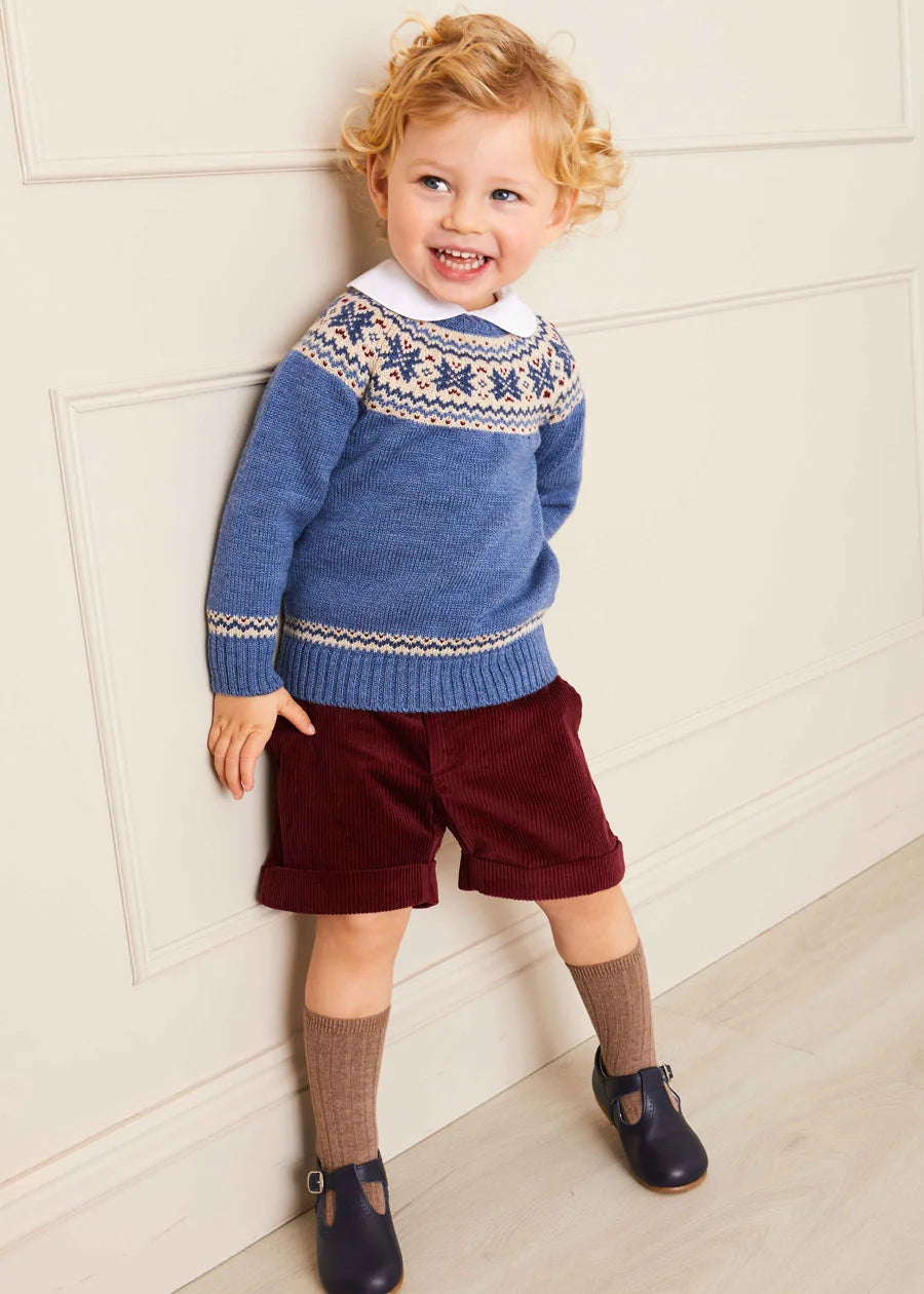 The Classic Blue Fair Isle Merino Wool Jumper Baby Boy Look Look  from Pepa London