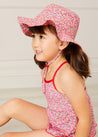 Annie Floral Print Beach Hat in Pink (S-M) Accessories  from Pepa London