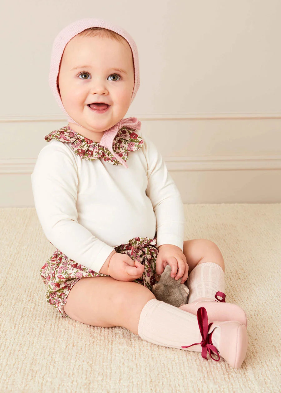 Light Pink Ribbed Knee-High Socks (3mths-10yrs) Socks from Pepa London