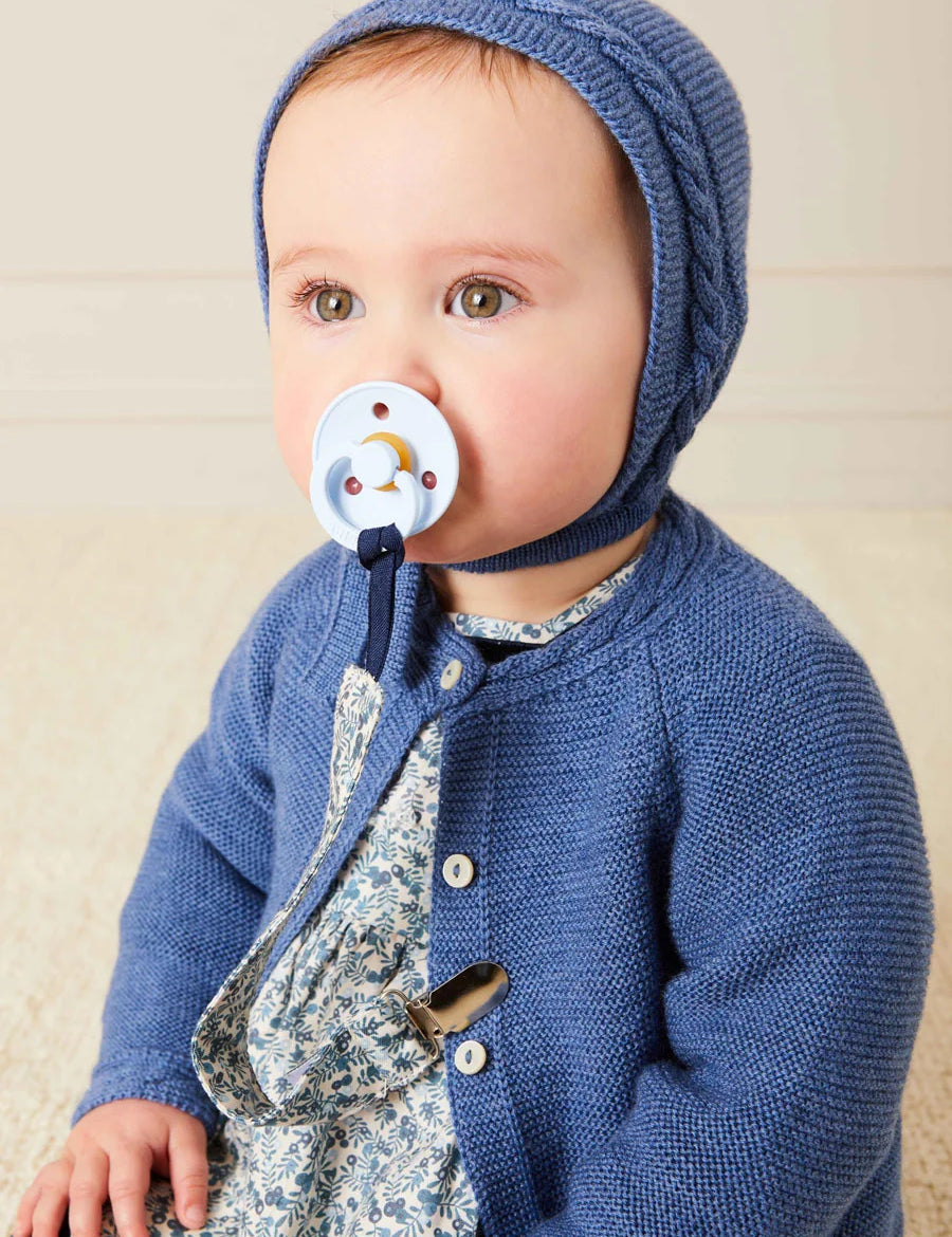 Cable Detail Cardigan In French Blue (6mths-3yrs) KNITWEAR from Pepa London