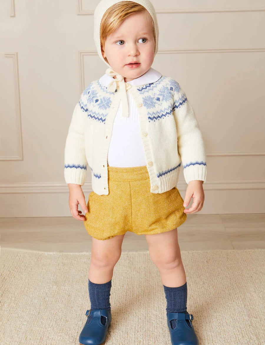 Fair Isle Cardigan in Cream (6mths-3yrs) KNITWEAR from Pepa London