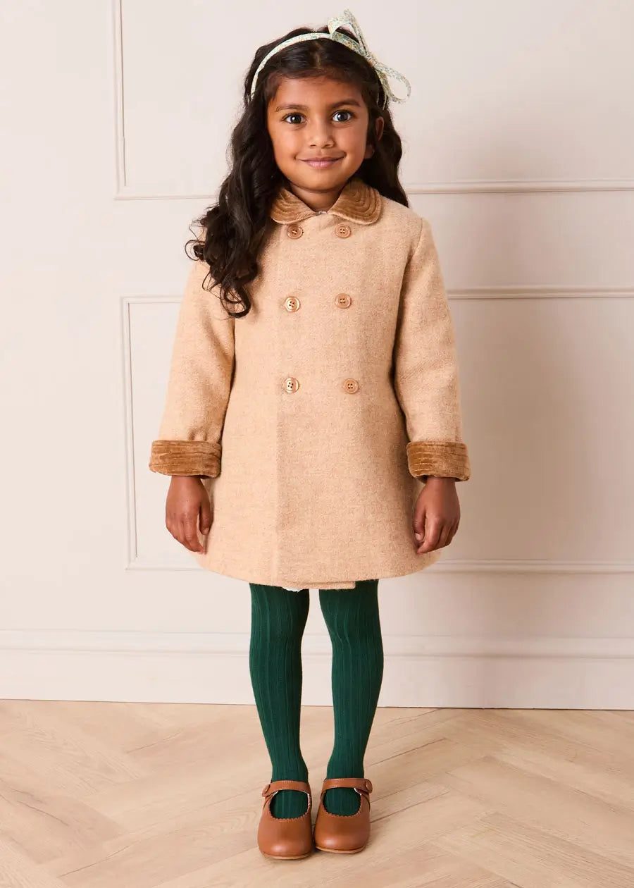 Traditional Double Breasted Coat in Camel (12mths-10yrs) Coats from Pepa London