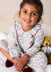 Rebecca Floral Scallop Ruffle Night Dress in Red (2-10yrs) Nightwear from Pepa London