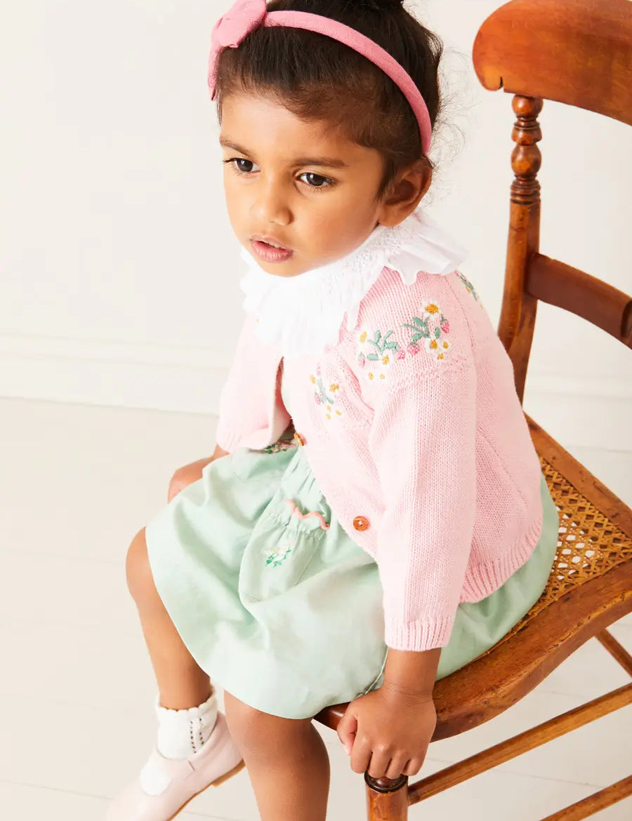 Strawberry Embroidery Cardigan in Pink (12mths-6yrs) KNITWEAR from Pepa London