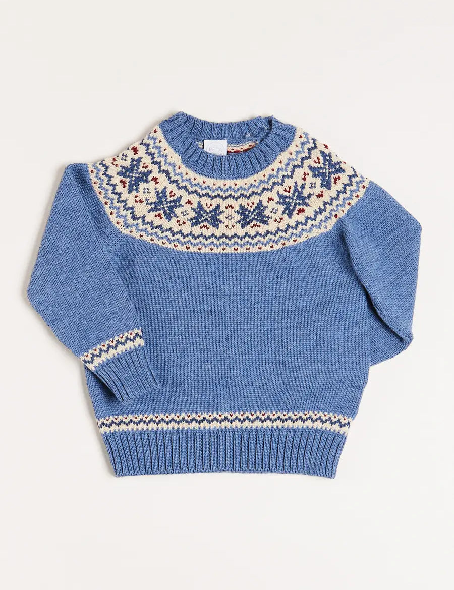 Classic Fair Isle Jumper in Blue (18mths-10yrs) Knitwear from Pepa London