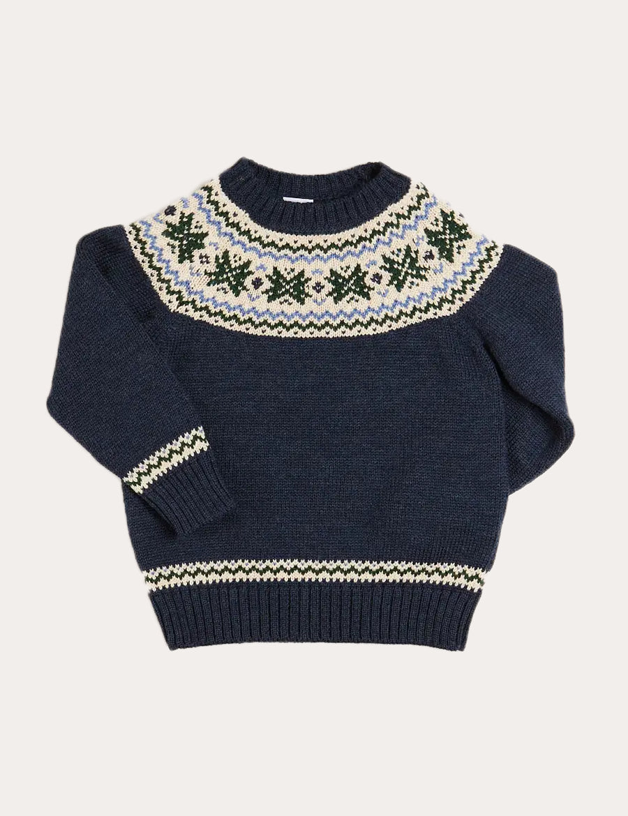 Classic Fair Isle Jumper in Navy (18mths-10yrs) Knitwear from Pepa London