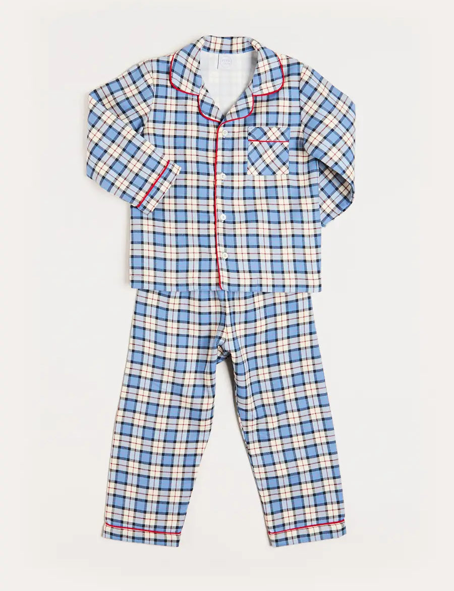 Gloucester Check Pyjamas in Blue (18mths-10yrs) Nightwear from Pepa London