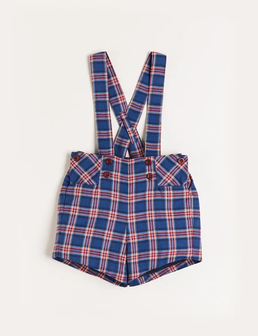 Eaton Check Shorts with Braces in Navy (18mths-4yrs) Shorts from Pepa London
