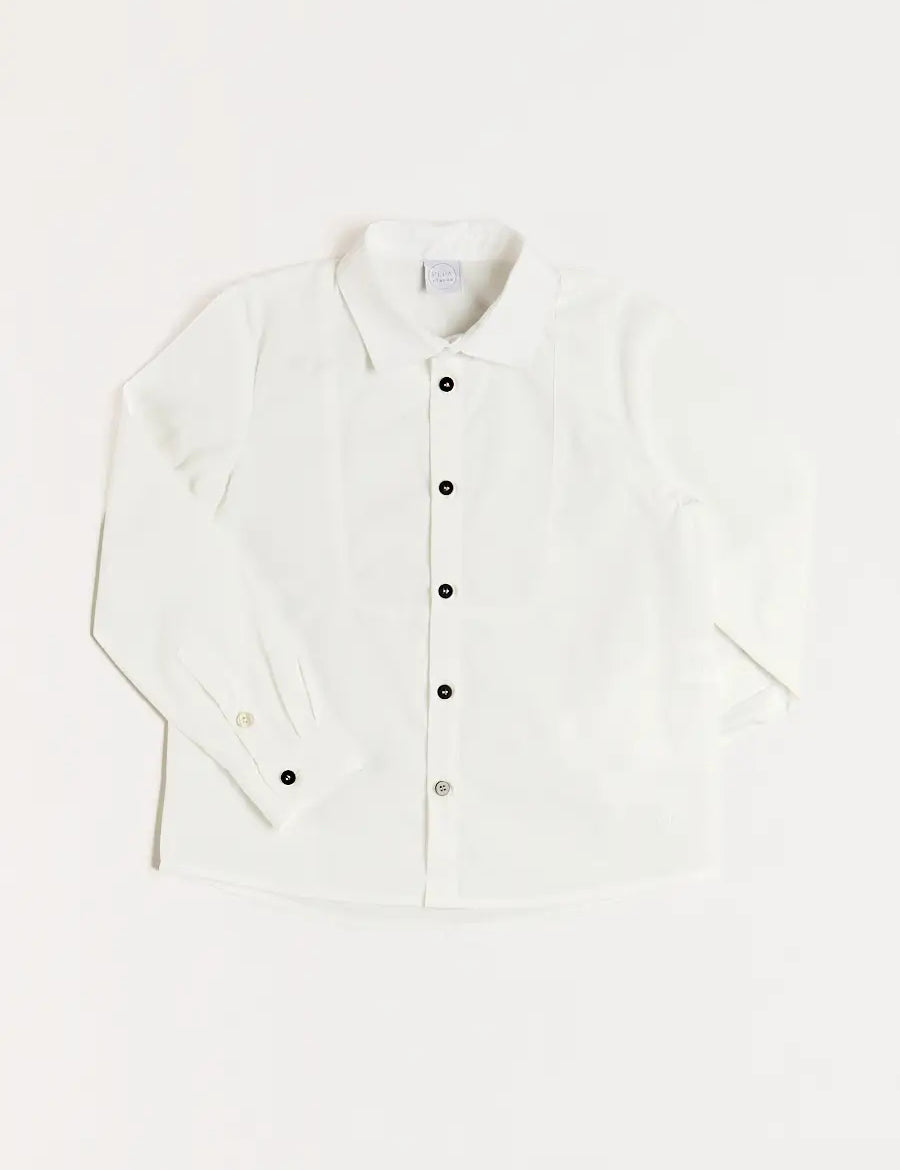 Contrast Button Formal Shirt in White (4-10yrs) Shirts from Pepa London
