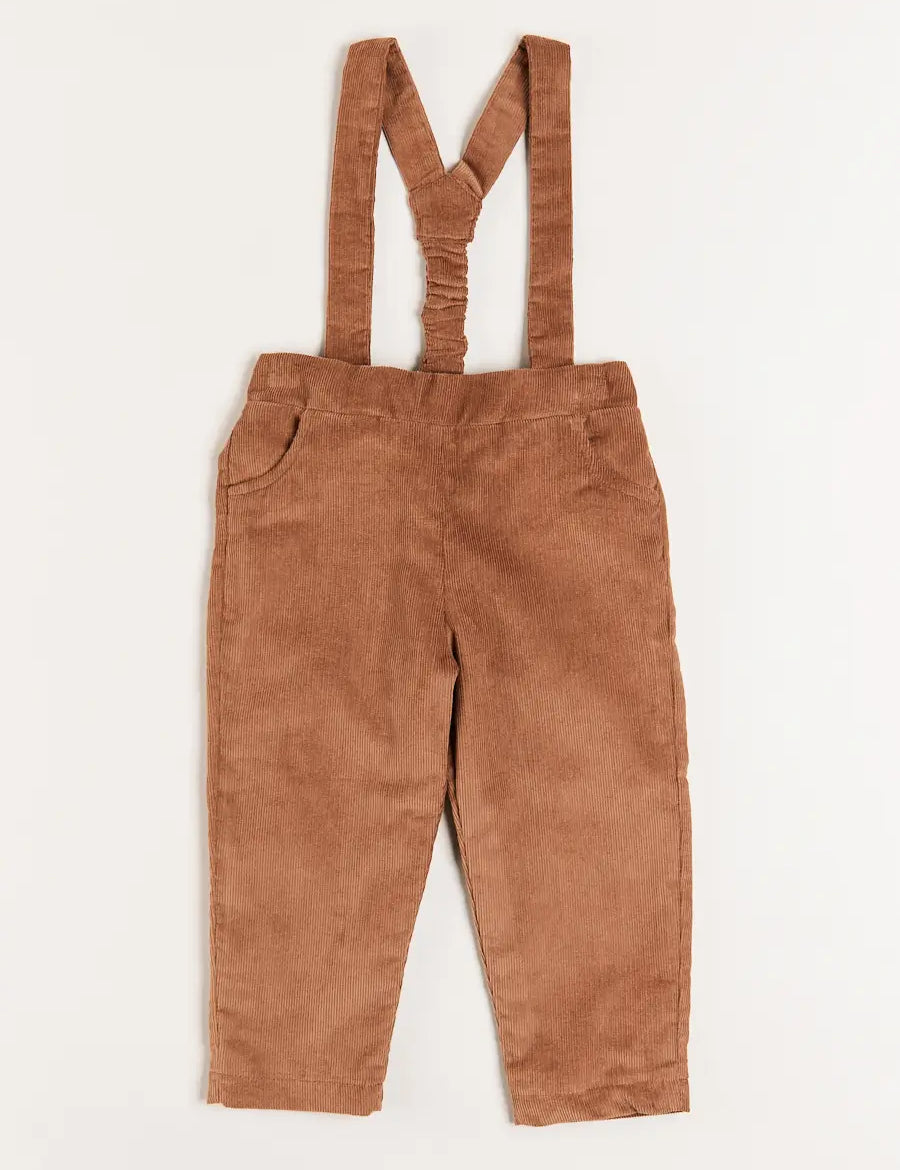 Corduroy Braces Trousers in Caramel (18mths-4yrs) Trousers from Pepa London