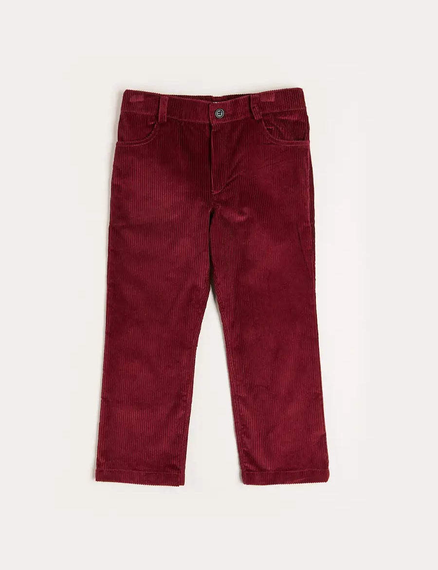 Corduroy Five Pocket Trousers in Burgundy (4-10yrs) Trousers from Pepa London