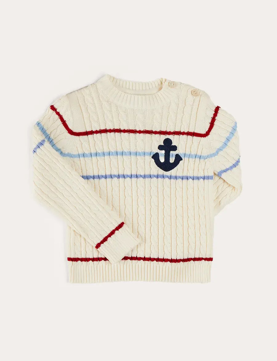 Anchor Motif Cable Detail Jumper in Beige (2-10yrs) KNITWEAR from Pepa London