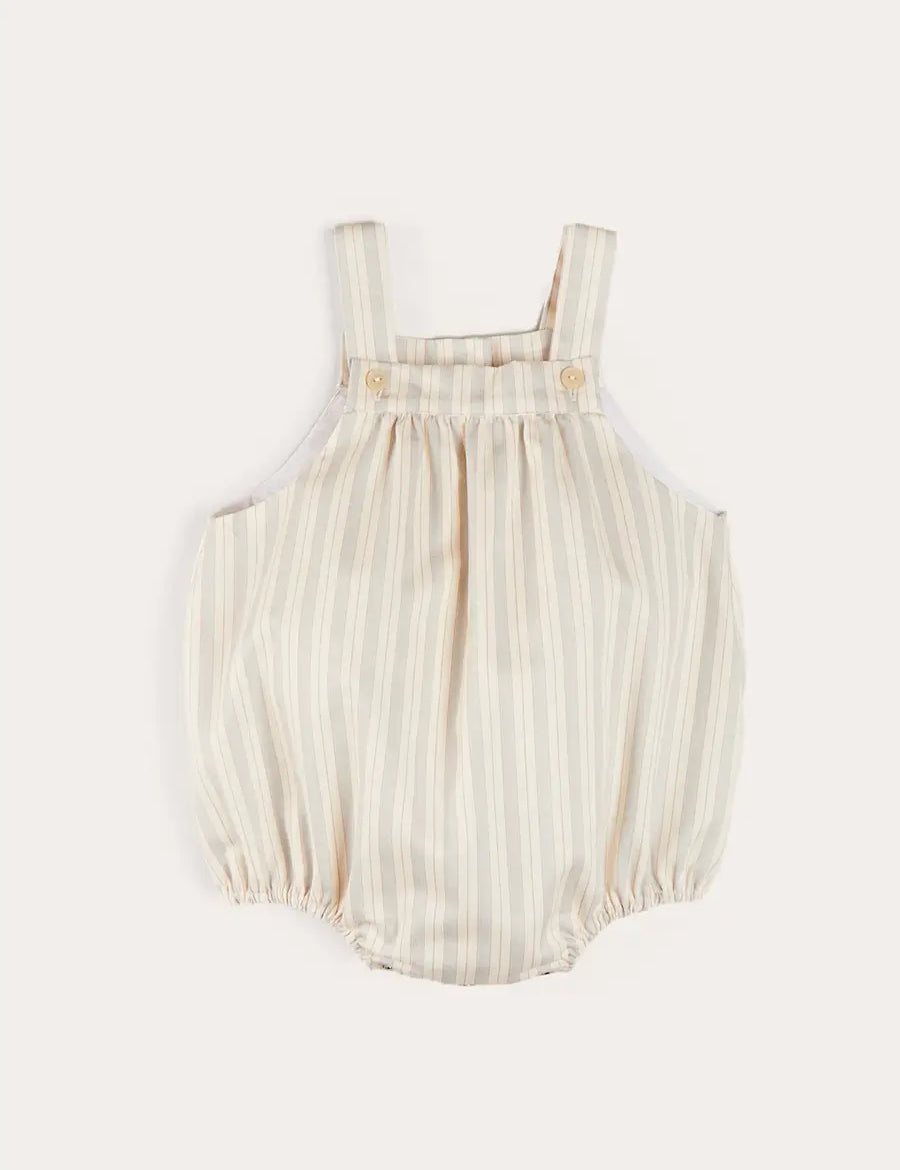 Brompton Stripe Romper in Beige (3mths-2yrs) ROMPERS from Pepa London
