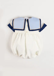 The Royal Mariner Romper in White (6mths-3yrs) Rompers from Pepa London
