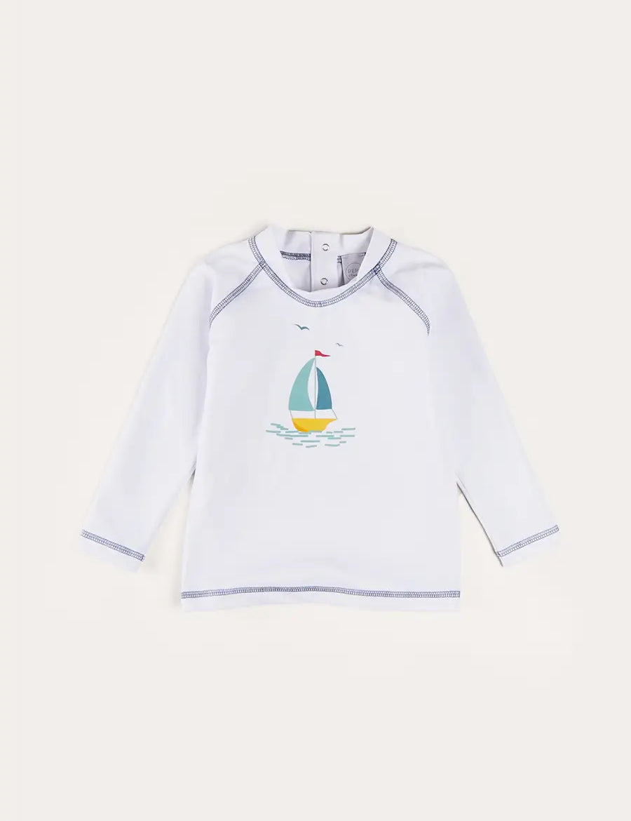 Boat Motif Long Sleeve Rashguard in Blue (2-6yrs) SWIMWEAR from Pepa London
