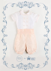 The Royal Silk Knickerbocker Three-Piece Set in Rose (2-6yrs) TWO PIECE SETS from Pepa London
