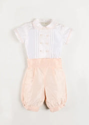 The Royal Silk Knickerbocker Three-Piece Set in Rose (2-6yrs) TWO PIECE SETS from Pepa London