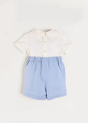 The Royal Embroidered Two Piece Set in Blue (12mths-5yrs) TWO PIECE SETS from Pepa London