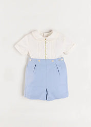 The Royal Embroidered Two Piece Set in Blue (12mths-5yrs) TWO PIECE SETS from Pepa London