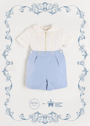The Royal Embroidered Two Piece Set in Blue (12mths-5yrs) TWO PIECE SETS from Pepa London