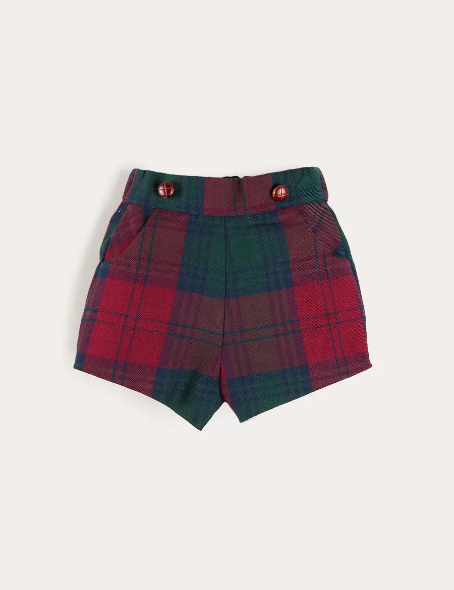 Grovesnor Tartan Button Detail Bloomers in Red (3mths-4yrs) Bloomers from Pepa London