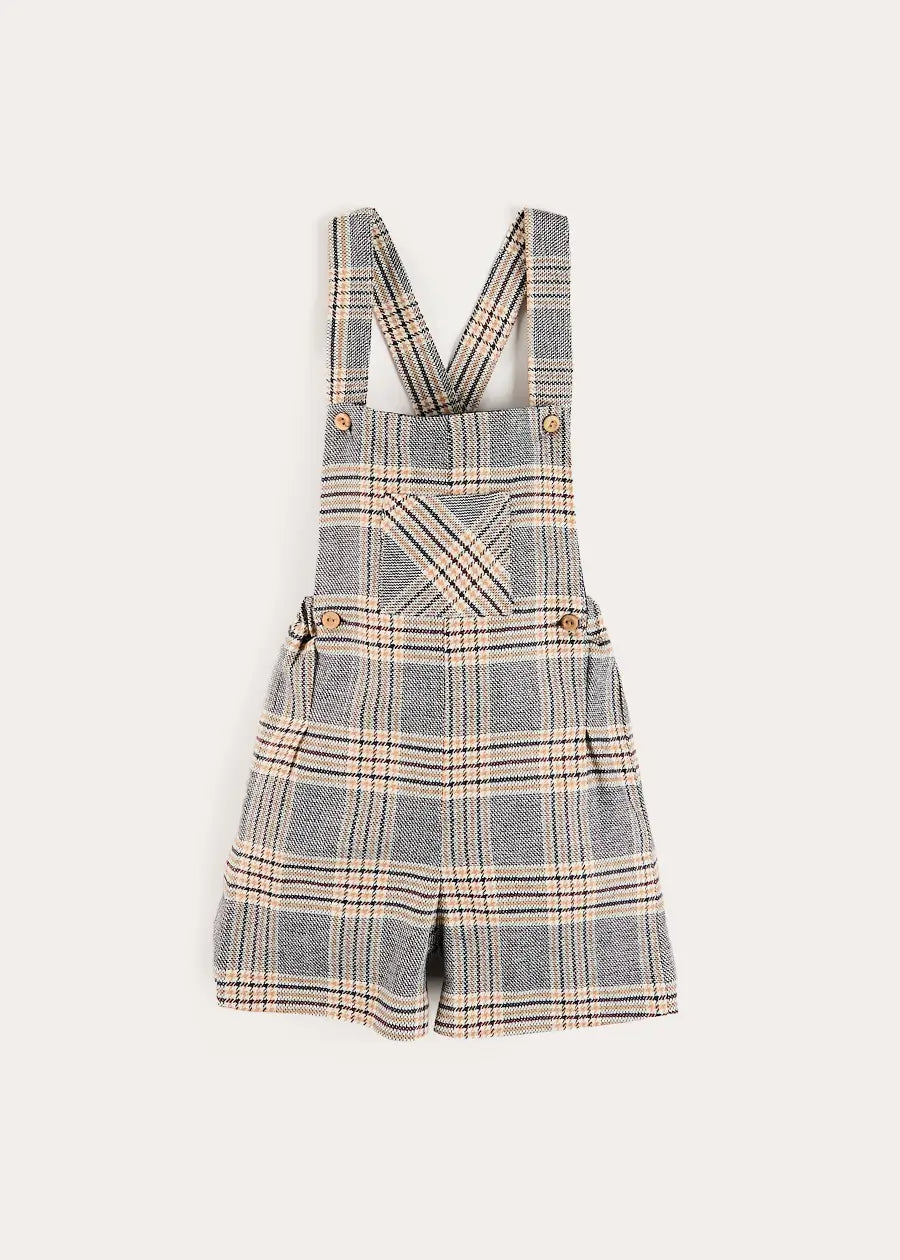 Walcott Check Short Dungarees in Blue (18mths-4yrs) Dungarees from Pepa London