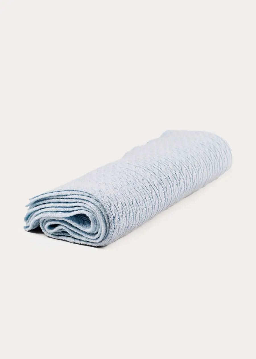 Cashmere Cable Knit Blanket in Blue (OS) Knitted Accessories from Pepa London