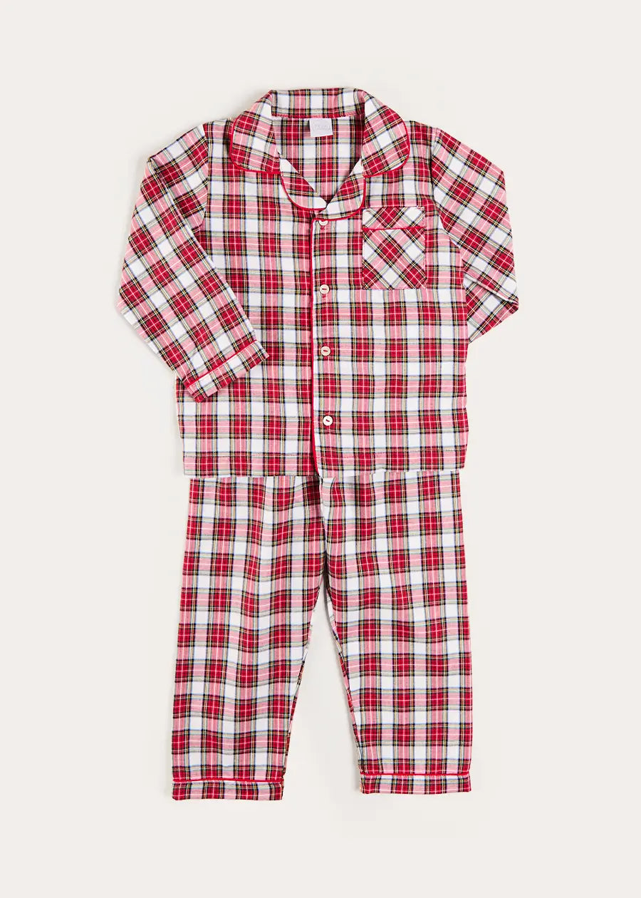 Francis Tartan Pyjamas in Red (18mths-10yrs) Nightwear from Pepa London