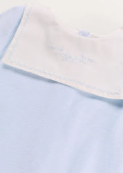 Floral Detail Embroidered Collar Velour All In One in Blue (1mth-12mths) #N/A from Pepa London