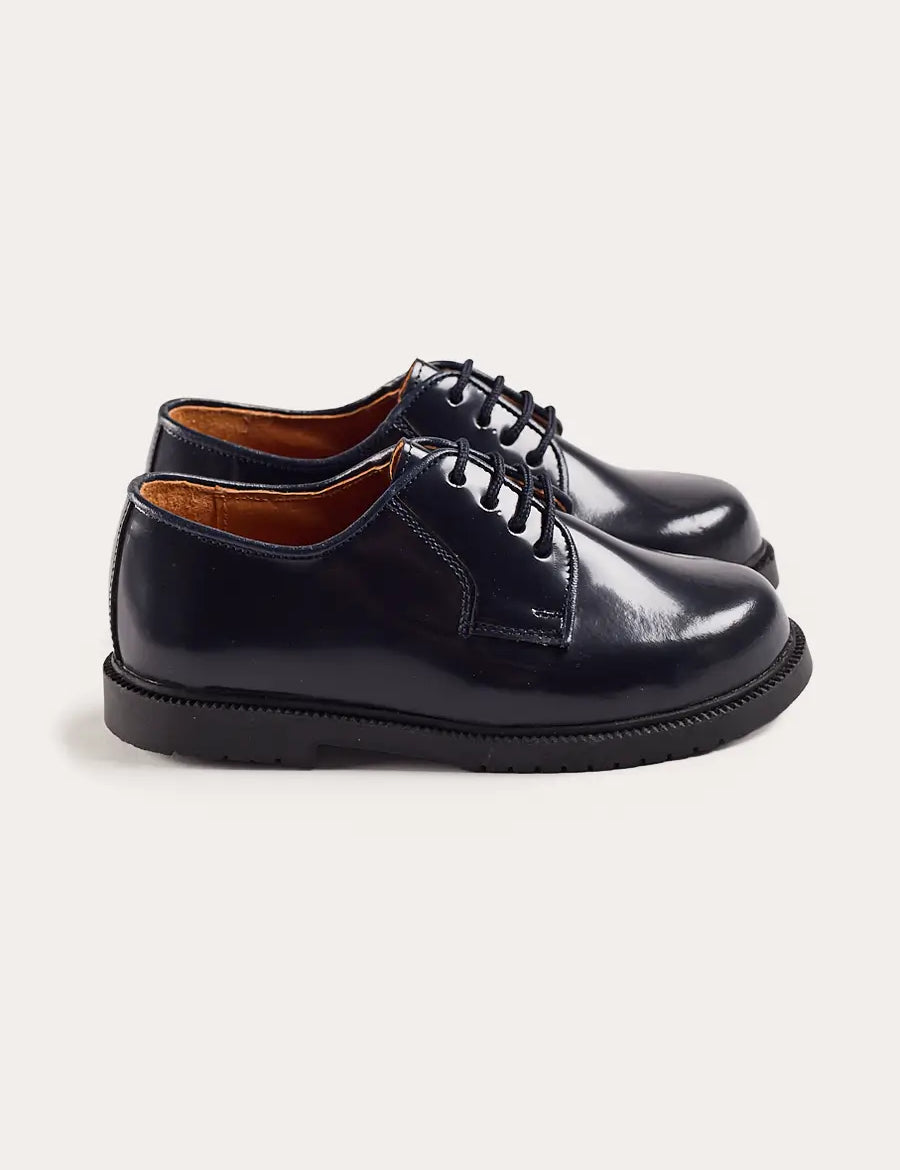 Patent Leather Lace Up Shoes in Midnight Navy (24-35EU) Shoes from Pepa London