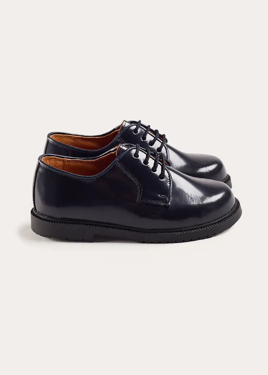 Patent Leather Lace Up Shoes in Midnight (24-35EU) Shoes from Pepa London