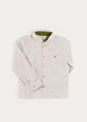 Ambrose Check Polo Collar Long Sleeve Shirt in Beige (12mths-10yrs) Shirts from Pepa London