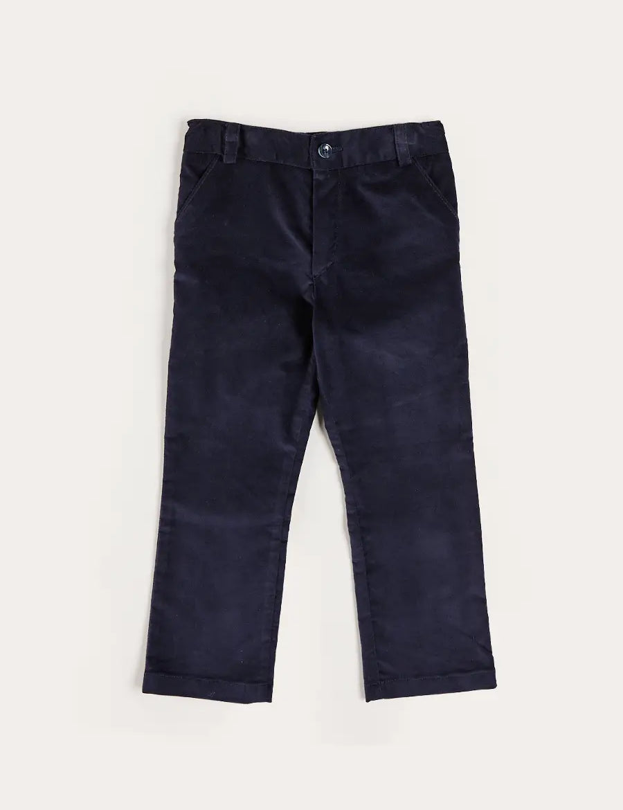 Velvet Pocket Detail Chino Trousers in Navy (4-10yrs) Trousers from Pepa London