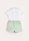 Handsmocked Peter Pan Collar Short Sleeve Two Piece Set in Green (18mths-6yrs) Two Piece Set  from Pepa London
