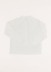 Linen Mao Collar Long Sleeve Shirt in White (12mths-10yrs) Shirts  from Pepa London