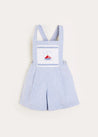 Nautical Striped Boat Embroidery Short Dungarees in Blue (18mths-4yrs) Dungarees  from Pepa London